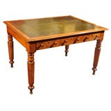 Burl Walnut William IV Writing Table with Green Leather Top Burl Walnut William IV Writing Table with Green Leather Top