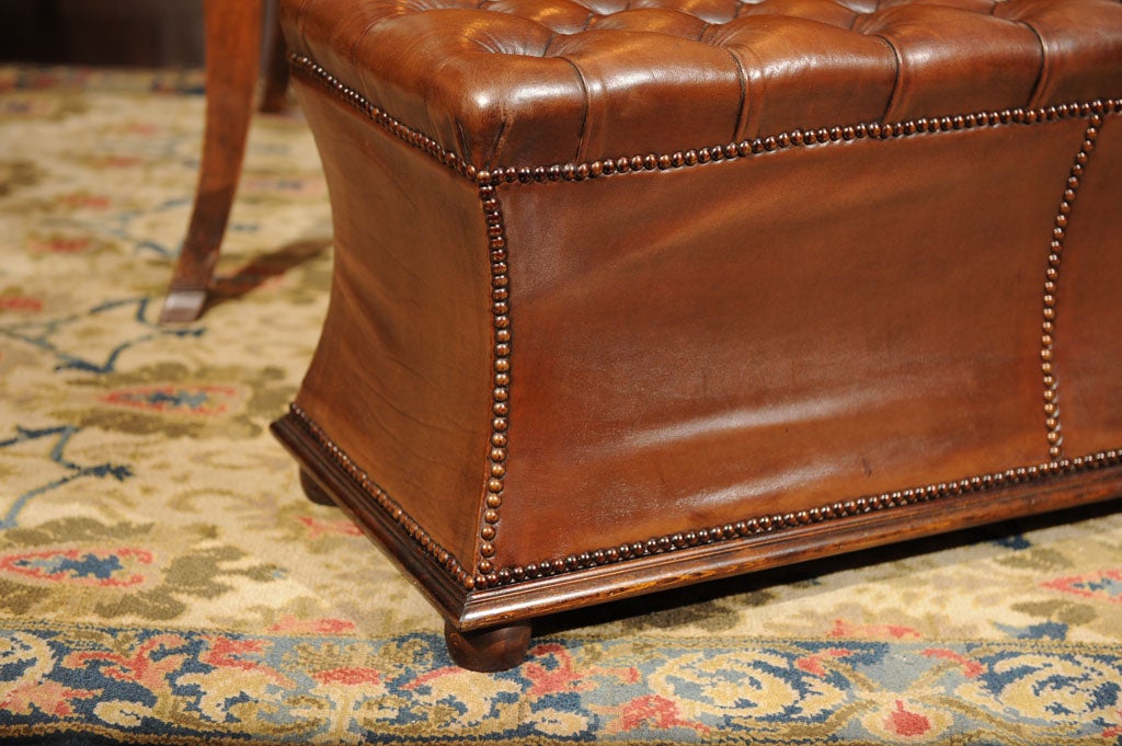 20th Century Rectangular Tufted Leather Ottoman