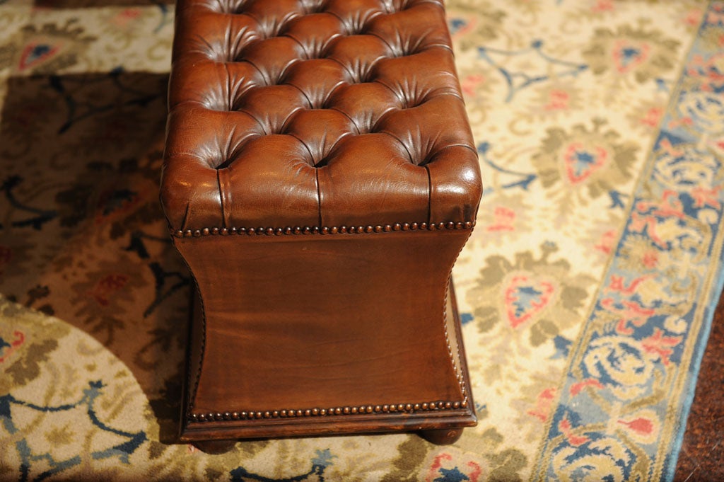 Rectangular Tufted Leather Ottoman 1
