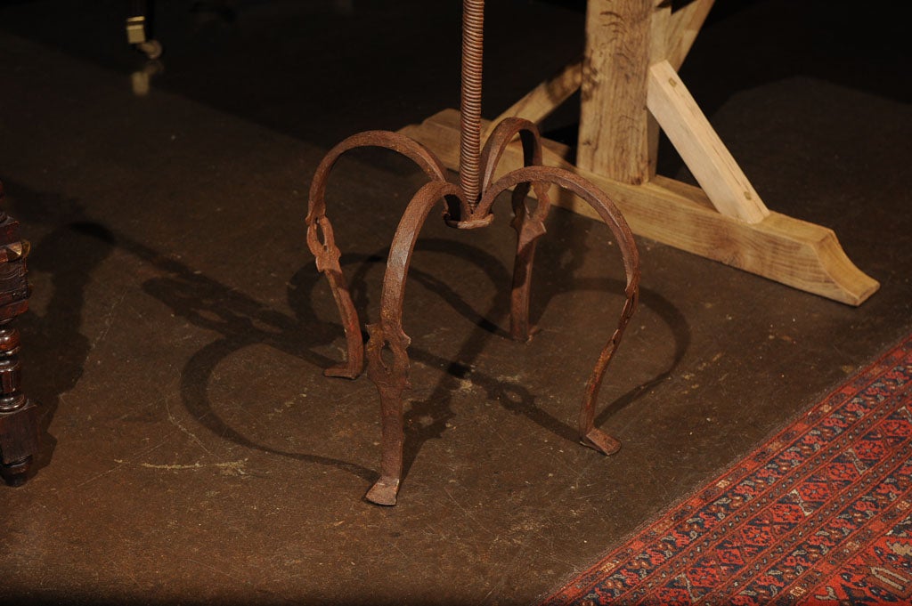20th Century Hand Forged Iron Standing Candleabra For Sale