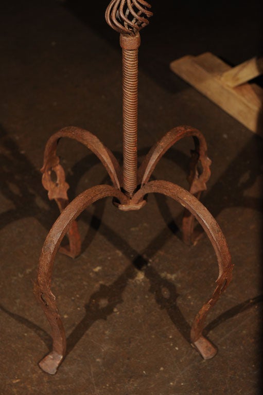 Hand Forged Iron Standing Candleabra For Sale 2