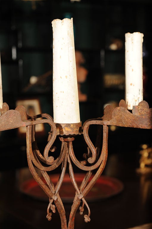 Hand Forged Iron Standing Candleabra For Sale 3