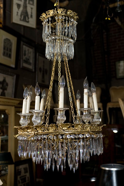 Swedish Gilt Bronze Candelier