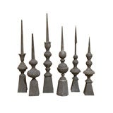 Set of 6 Antique French Zinc Rooftop Finials