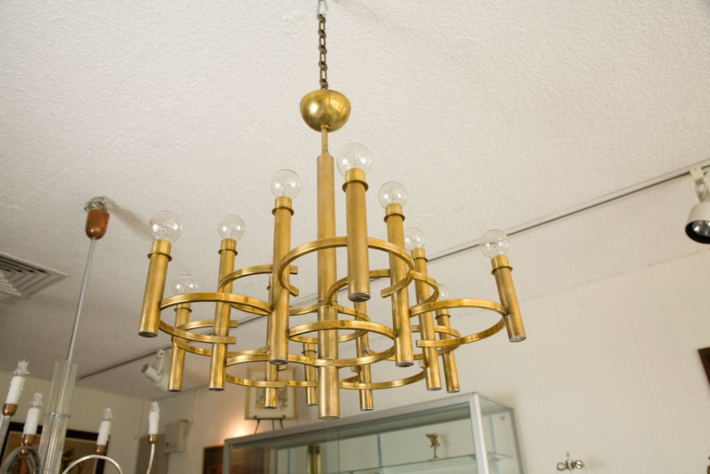 Sciolari Mordernist Brass Chandelier