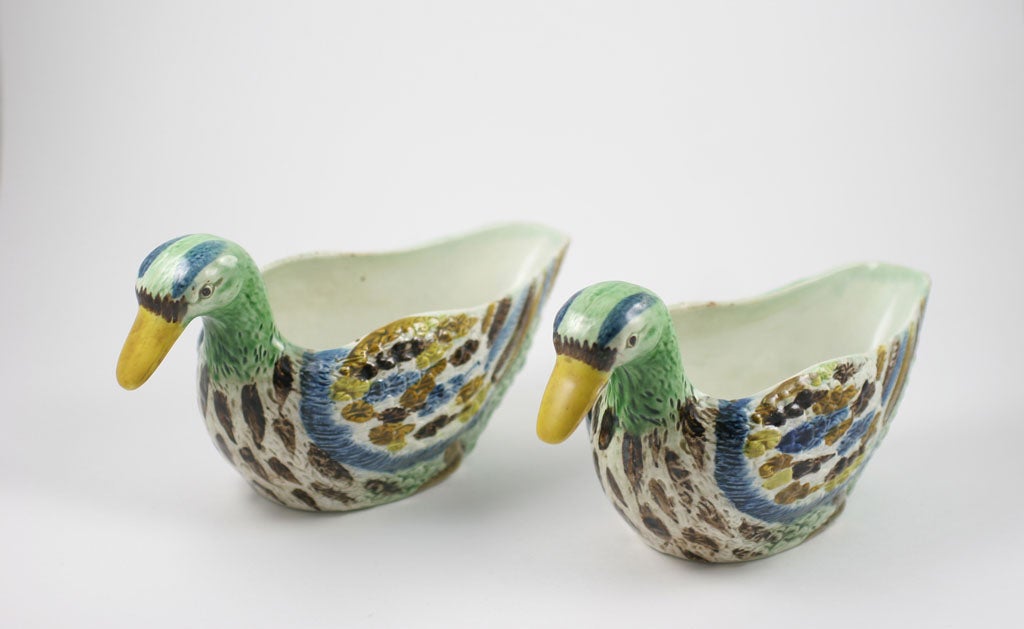 Pair of Pratt  Duck Sauceboats