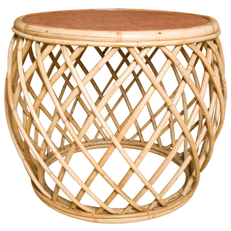 Bamboo and Rattan Drum Table at 1stdibs