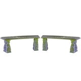 Pair of Curved Stone Benches
