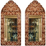 Pair of Mid 20th Century Moroccan Walnut Mirrors