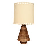 Lamp, Walnut Turned Base and Handmade Felt Shade by Shamir Shah Lamp, Walnut Turned Base and Handmade Felt Shade by Shamir Shah