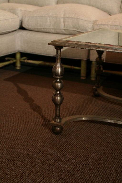 Early 20th Century French Wrought Iron and Antiqued Mirror Coffee Table