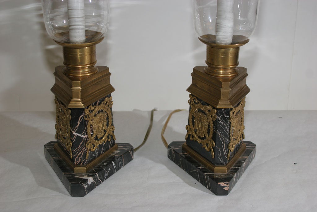 Gilt A PAIR OF EMPIRE STYLE PHOTOPHORES. FRENCH, CIRCA 1920 For Sale