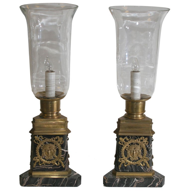 A PAIR OF EMPIRE STYLE PHOTOPHORES. FRENCH, CIRCA 1920 For Sale