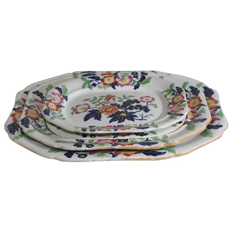 THREE IRONSTONE SERVING PLATTERS. ENGLISH, CIRCA 1850 For Sale