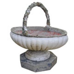 Painted Cement Basket Planter 7