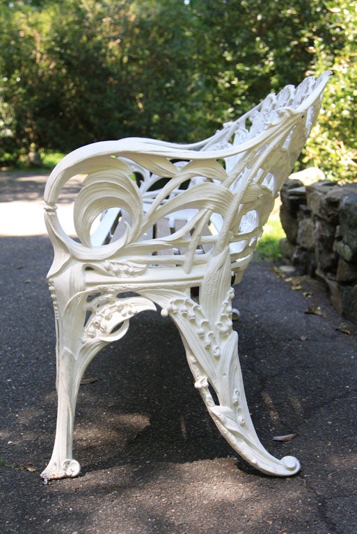STAMPED COALBROOKDALE CAST IRON LILY OF THE VALLEY GARDEN BENCH 1