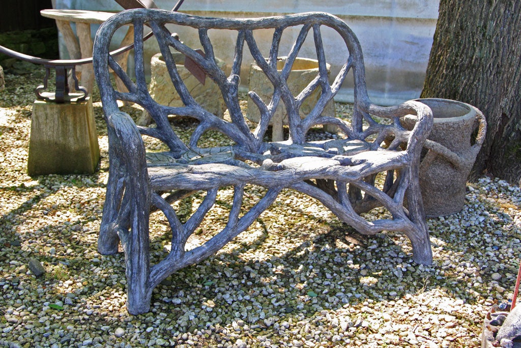 Rare Faux Bois Garden Bench at 1stdibs