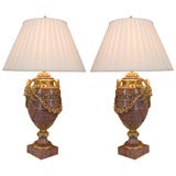 19th marble and bronze dore urn lamps
