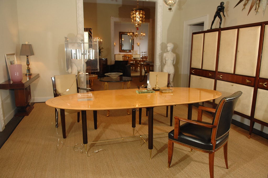 French brass mounted sycamore and mahogany dining table 5