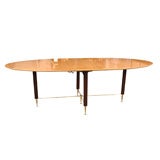 French brass mounted sycamore and mahogany dining table