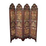 Antique 4 Panel Screen with Gros Point and Petit Point Tapestry
