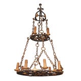 Antique French Wrought Iron Chateau Chandelier