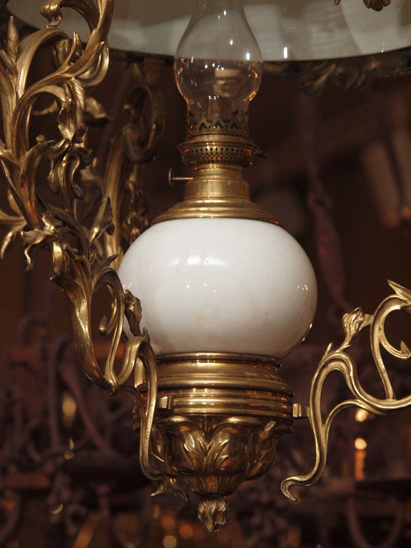 Antique French Oil Lamp Chandelier 2