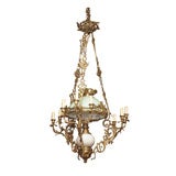 Antique French Oil Lamp Chandelier