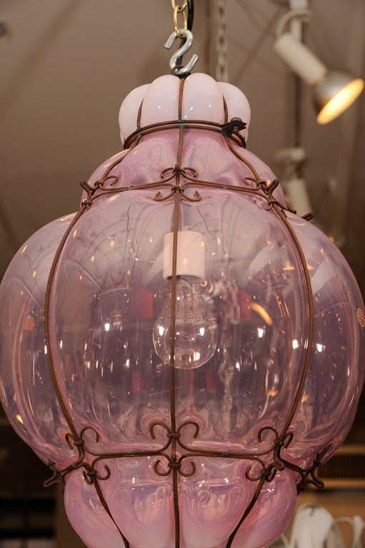 Italian Seguso Murano Glass Lantern