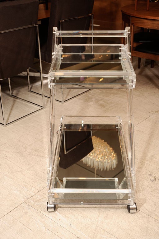 Late 20th Century Gorgeous Lucite Serving Cart