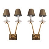 Pair of Gilt-bronze Sconces by Leleu