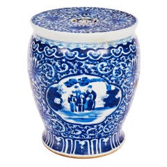 Blue and white porcelain garden seat
