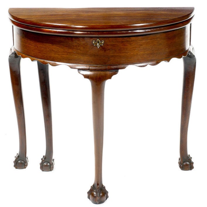 18th Century Irish Mahogany Demilune Card Table