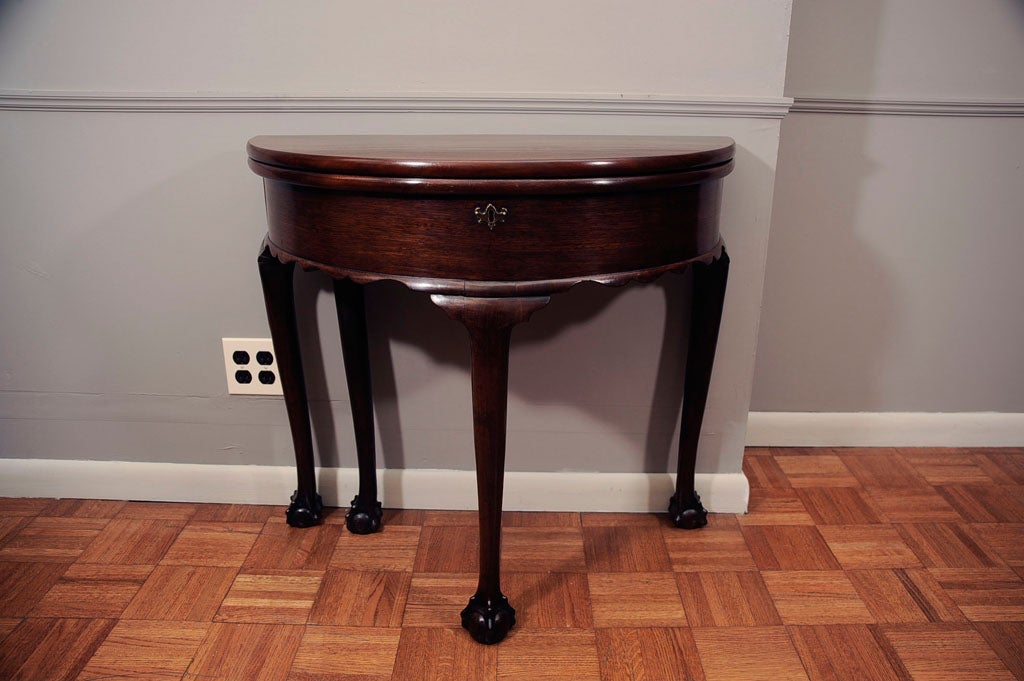 18th Century Irish Mahogany Demilune Card Table For Sale 2