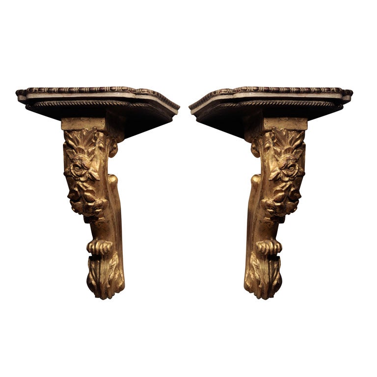 Pair of 19th Century Giltwood Wall Bracket For Sale