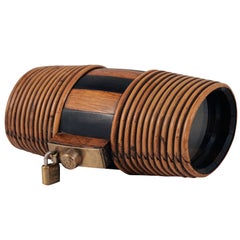 19th Century Mahogany Striped Flask with Caning