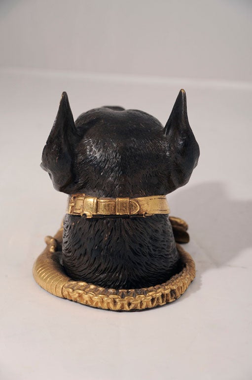 Inkwell Modeled as a Head of a Doberman Pinscher In Excellent Condition For Sale In New York, NY