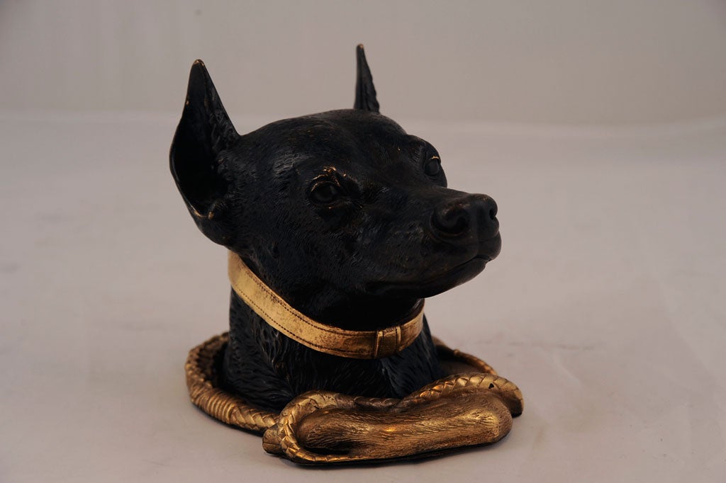 Inkwell Modeled as a Head of a Doberman Pinscher For Sale 2