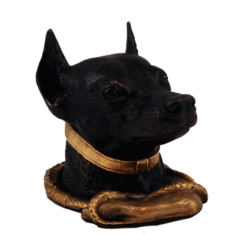 Inkwell Modeled as a Head of a Doberman Pinscher For Sale