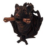 Carved Wooden Bear Dog-leash Holder
