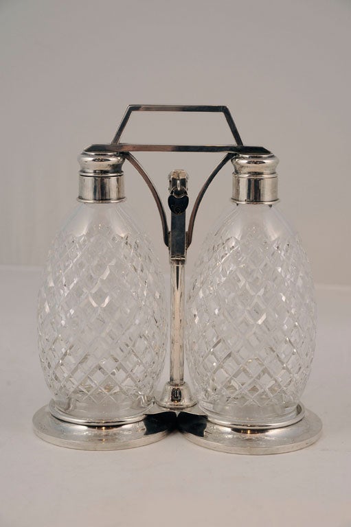 Sterling Silver and Cut Glass Decanter Set