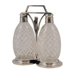 Sterling Silver and Cut Glass Decanter Set