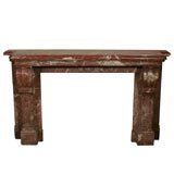 Louis XVI Style Rouge Royale Marble Mantel, 19th Century