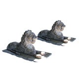 Vintage Pair of Recumbent Lions with Removeable Tails
