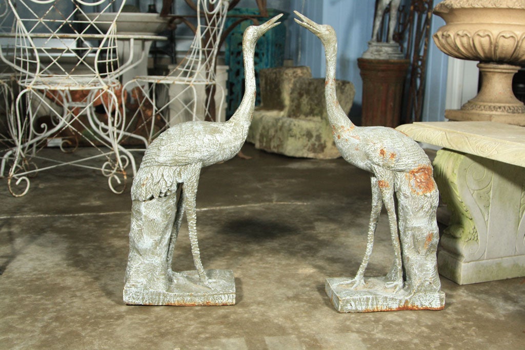 Pair of Cast Iron Cranes at 1stDibs