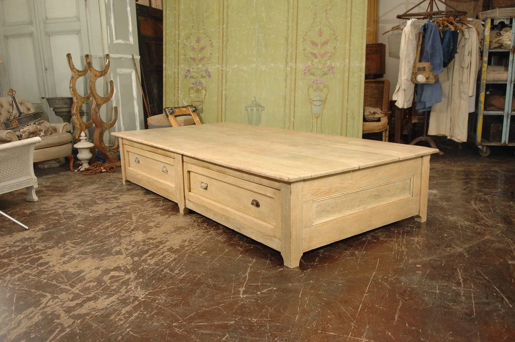 Stationary Shop Oak Table Repurposed as Coffee Table