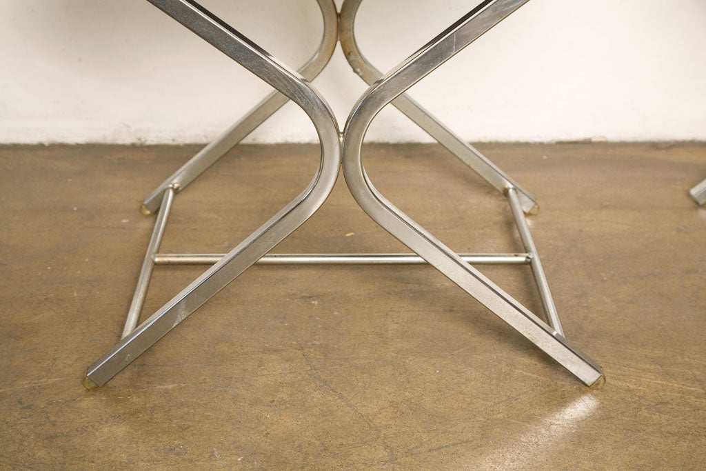 American Pair of Lucite and chrome directors chairs.