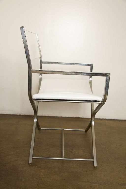 Pair of Lucite and chrome directors chairs. 2