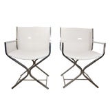 Pair of Lucite and chrome directors chairs.