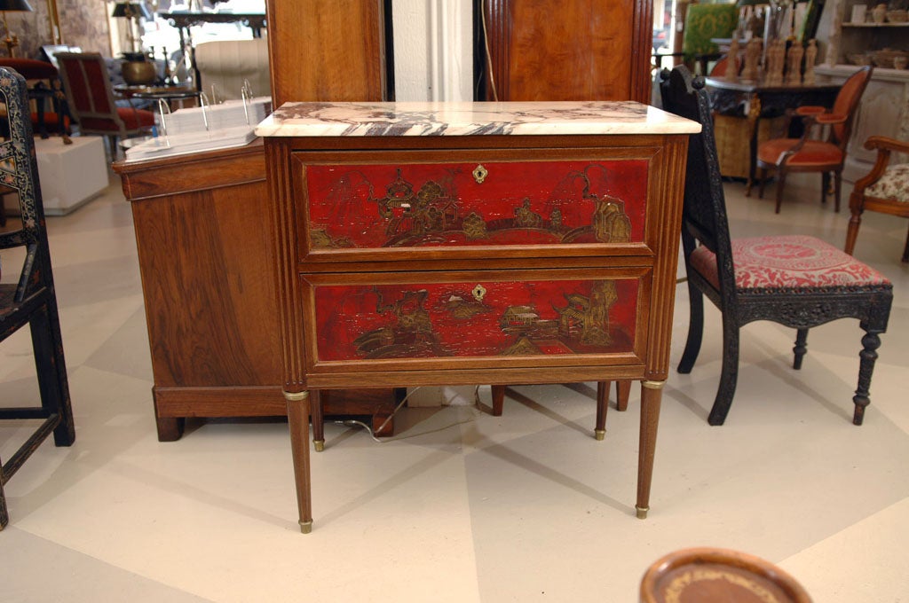 French Louis XVI Style Chinoiserie Commode 

with marble top, 

attributed to Maison Jansen
